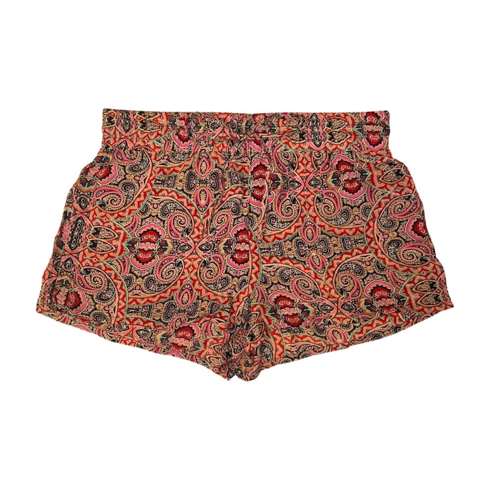 100% Silk Tolani Anthropologie Drawstring Shorts Multi-Colored Paisley Print XS